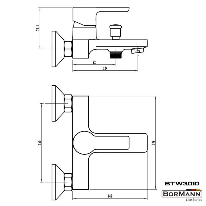 BORMANN ELITE BTW3010 Μπαταρία Μπάνιου "Avra" 35mm Αναμεικτική Με Σετ Ντους 1000G - Image 2