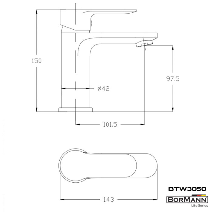 BORMANN Elite BTW3050 Μπαταρία Νιπτήρα "Sierra" 35mm Αναμεικτική Με Pop Up 710G - Image 2