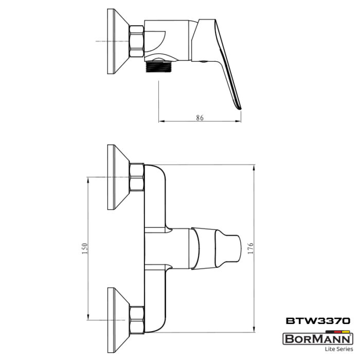 BORMANN BTW3370 Μπαταρία Μπάνιου Spring, 35mm, Αναμεικτική, 610G Με Σετ Ντους - Image 2