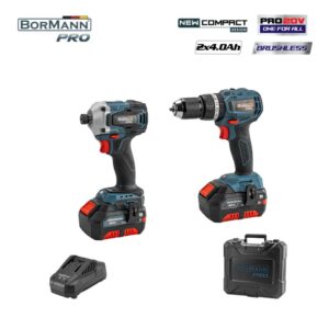 BORMANN Pro BBP5003 Σετ Δραπ/βιδο Κρουστικό Compact Brushless 20V & Παλμικό Κατσαβίδι & X2 Μπαταρίες