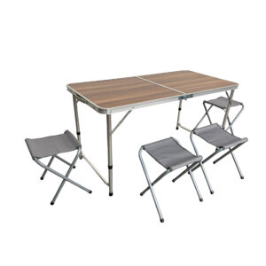 BORMANN BSP1150 Σετ Τραπέζι Ρυθμιζόμενο Σε Ύψος Με 4 Σκαμπό Αλουμινίου/Πτυσσόμενο/Βαλίτσα