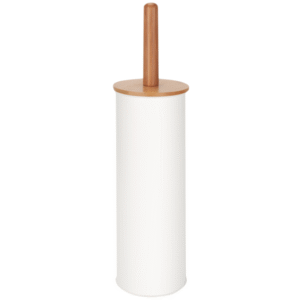 BORMANN BTW9032 Μεταλλικό Πιγκάλ Μπάνιου Άσπρο με Ξύλινο Καπάκι,Φ9,7x37cm