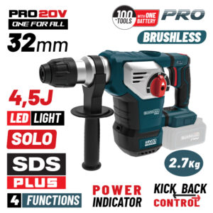 BORMANN Pro BBP5335 Πνευματικό Σκαπτικό Μπαταρίας SDS-PLUS Brushless 20V,4.5J,0-760rpm,SOLO