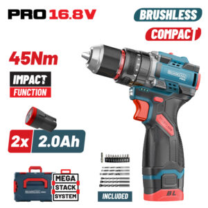 BORMANN Pro BBP1645X22CA Δραπανοκατσάβιδο Κρουστικό Compact,Brushless Mπαταρίας 2x2Ah,45Nm