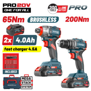BORMANN Pro BBP5431X44T2CA Σετ Compact Brushless Κρουστικό Δραπαν/βιδο & Παλμικό Κατσαβίδι Bruhless