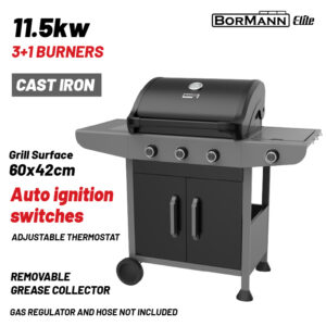 BORMANN Elite  BBQ6031 Ψησταριά Υγραερίου FORGE 3+1 Εστιών με Μαντεμένια Σχάρα