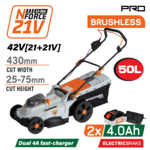 NAKAYAMA Pro EC1726X44 Μηχανή Γκαζόν Μπαταρίας Brushless 42V,Li-Ion,2x4Ah,4A,Κοπή 43cm
